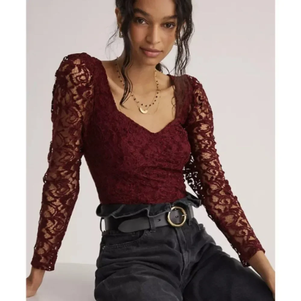 NWT Anthropologie Sweetheart Lace Top | XL